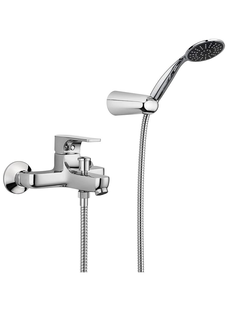GS Rubinetterie Wall Mounted Single Lever Bath Shower Mixer With Hand Shower Set Chrome - 2460C - Image 1