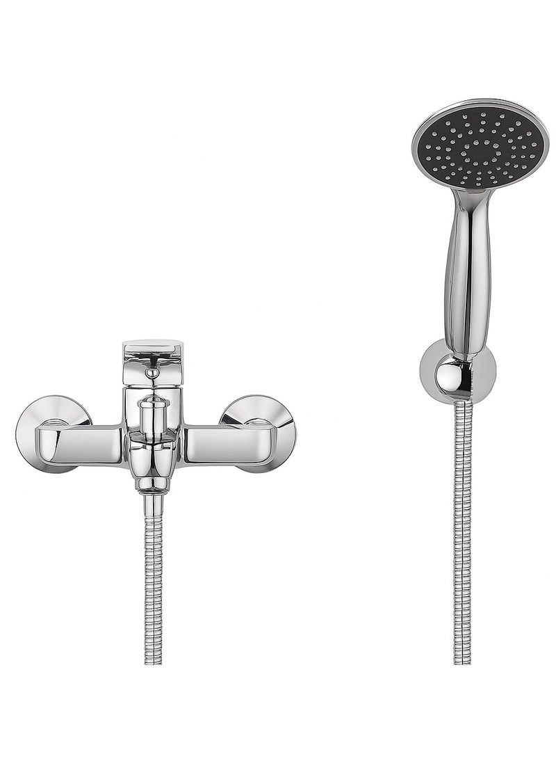 GS Rubinetterie Wall Mounted Single Lever Bath Shower Mixer With Hand Shower Set Chrome - 2460C - Image 2