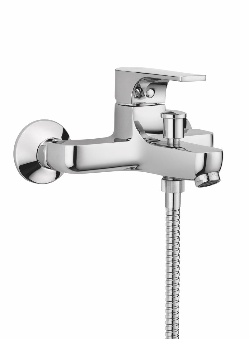 GS Rubinetterie Wall Mounted Single Lever Bath Shower Mixer With Hand Shower Set Chrome - 2460C - Image 3