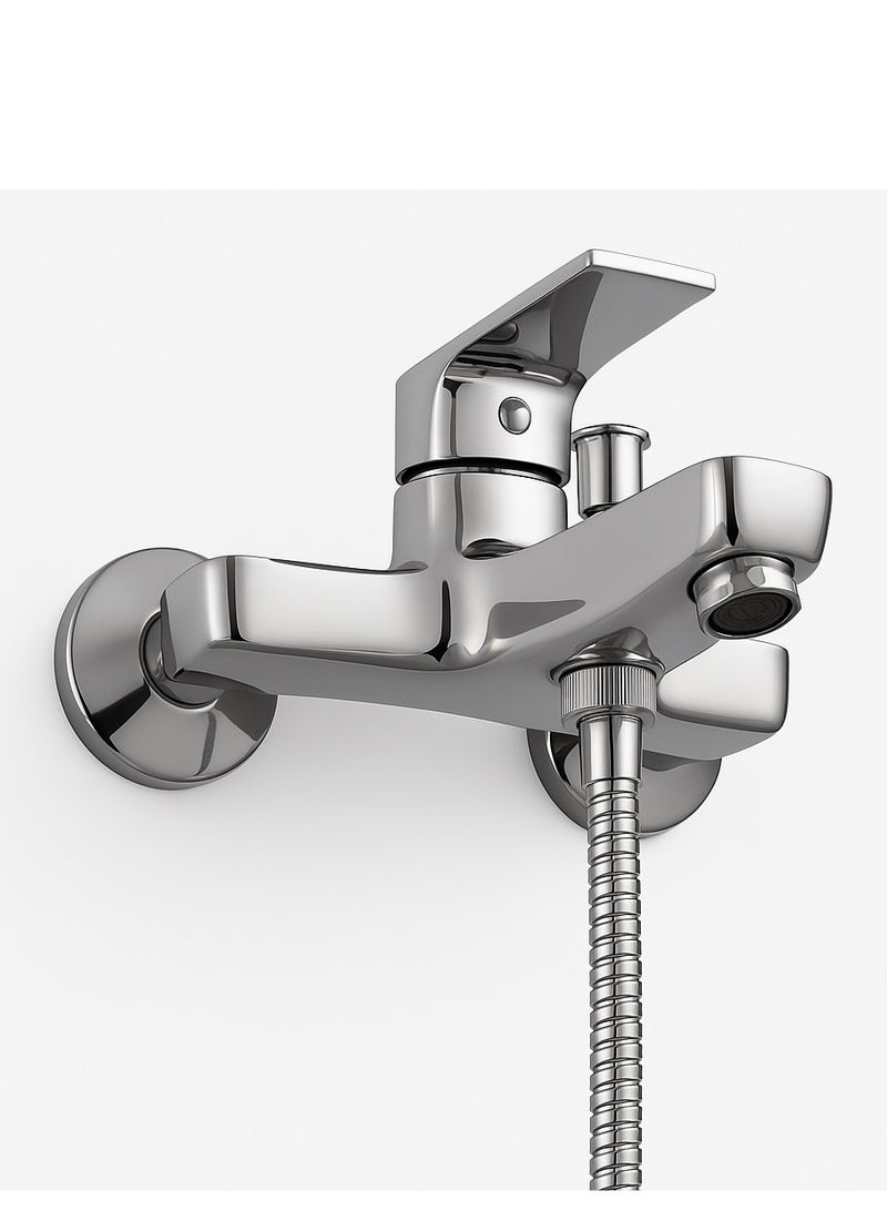 GS Rubinetterie Wall Mounted Single Lever Bath Shower Mixer With Hand Shower Set Chrome - 2460C - Image 5