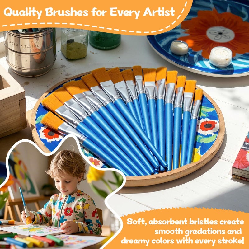 Menintog 40 Pcs Flat Paint Brushes,1 Inch Craft Paint Brushes, Large Acrylic Paint Brush for Watercolor, Oil Painting, Acrylic,Big Paint Brush for Oil Paint and Body Painting Crafts, Rock Painting (40 Pcs) - Image 5