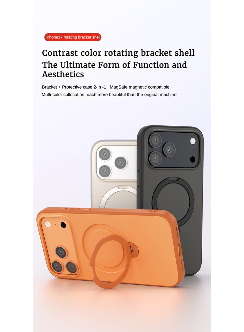 O3 Mag-Stand Designed for iPhone 17pro/17pro max Case with 360° Spin Stand, [Compatible with MagSafe][Super Skin Feeling] Translucent Matte Magnetic Slim Phone Case 6.3/6.9inch, Matte orange，Strongest Magnetic Phone Grip, 360° Adjustable Magsafe Stand Compatible with iPhone , Military Drop Tested & Scratch Proof for Hands-Free Use in Car, Office, Home - Image 3