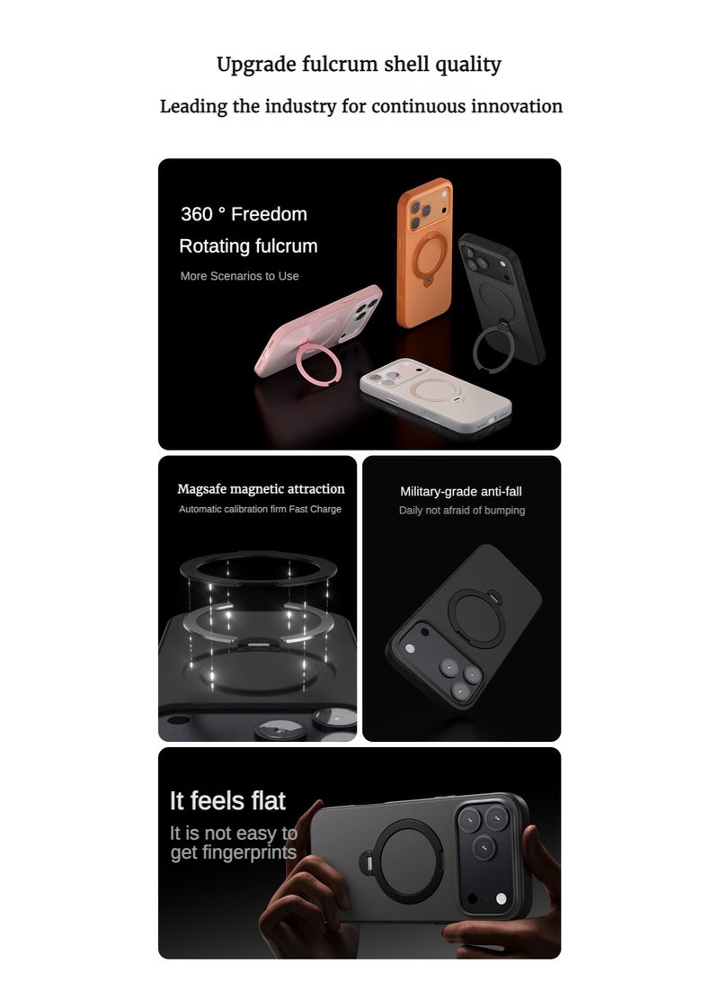 O3 Mag-Stand Designed for iPhone 17pro/17pro max Case with 360° Spin Stand, [Compatible with MagSafe][Super Skin Feeling] Translucent Matte Magnetic Slim Phone Case 6.3/6.9inch, Matte orange，Strongest Magnetic Phone Grip, 360° Adjustable Magsafe Stand Compatible with iPhone , Military Drop Tested & Scratch Proof for Hands-Free Use in Car, Office, Home - Image 4