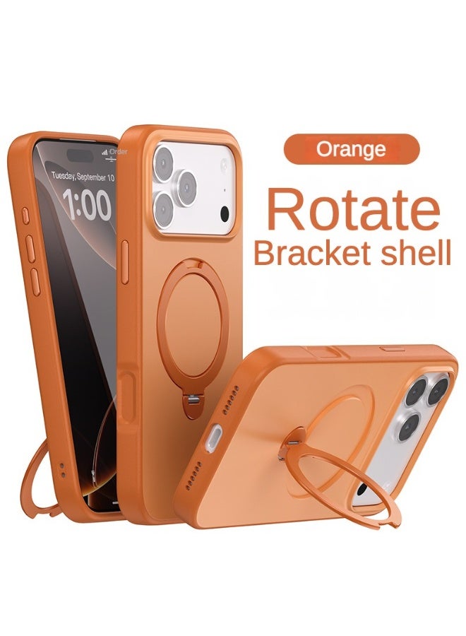 O3 Mag-Stand Designed for iPhone 17pro/17pro max Case with 360° Spin Stand, [Compatible with MagSafe][Super Skin Feeling] Translucent Matte Magnetic Slim Phone Case 6.3/6.9inch, Matte orange，Strongest Magnetic Phone Grip, 360° Adjustable Magsafe Stand Compatible with iPhone , Military Drop Tested & Scratch Proof for Hands-Free Use in Car, Office, Home - Image 1