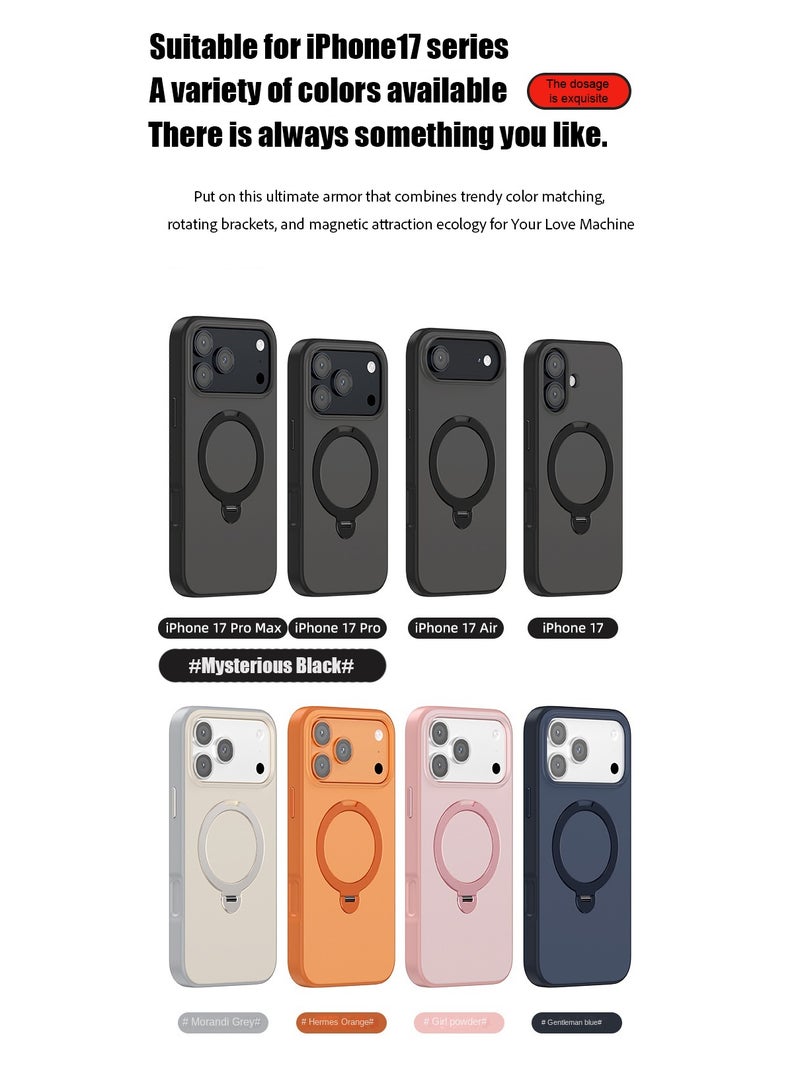 O3 Mag-Stand Designed for iPhone 17pro/17pro max Case with 360° Spin Stand, [Compatible with MagSafe][Super Skin Feeling] Translucent Matte Magnetic Slim Phone Case 6.3/6.9inch, Matte orange，Strongest Magnetic Phone Grip, 360° Adjustable Magsafe Stand Compatible with iPhone , Military Drop Tested & Scratch Proof for Hands-Free Use in Car, Office, Home - Image 2