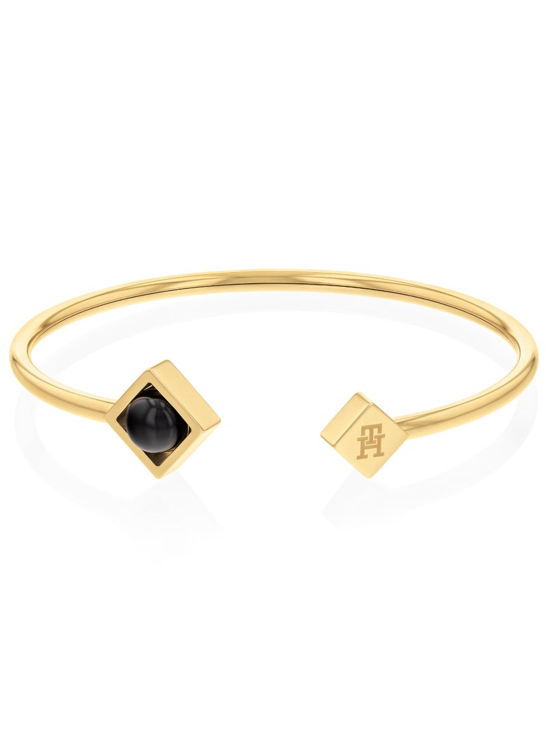 TOMMY HILFIGER TH JEWELRY FRAMED STONES WOMENS MEMORY STEEL BANGLE - 2780795 - Image 3