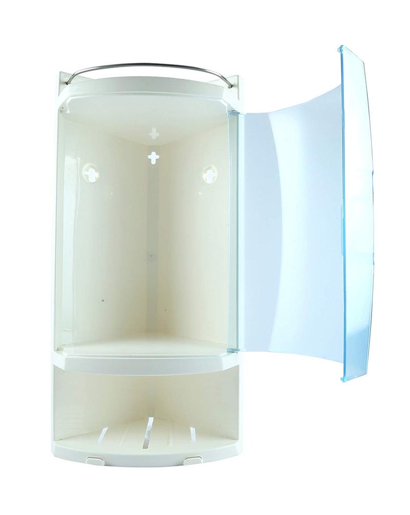 Epraiser ABS Unbreakable Z-Trio Bathroom Transparent Modern & Elegant Design Single Door Corner Cabinet with Storage Chest/Shelves, Size:16.5"X7"X8.5" (Sky Blue) - Image 2