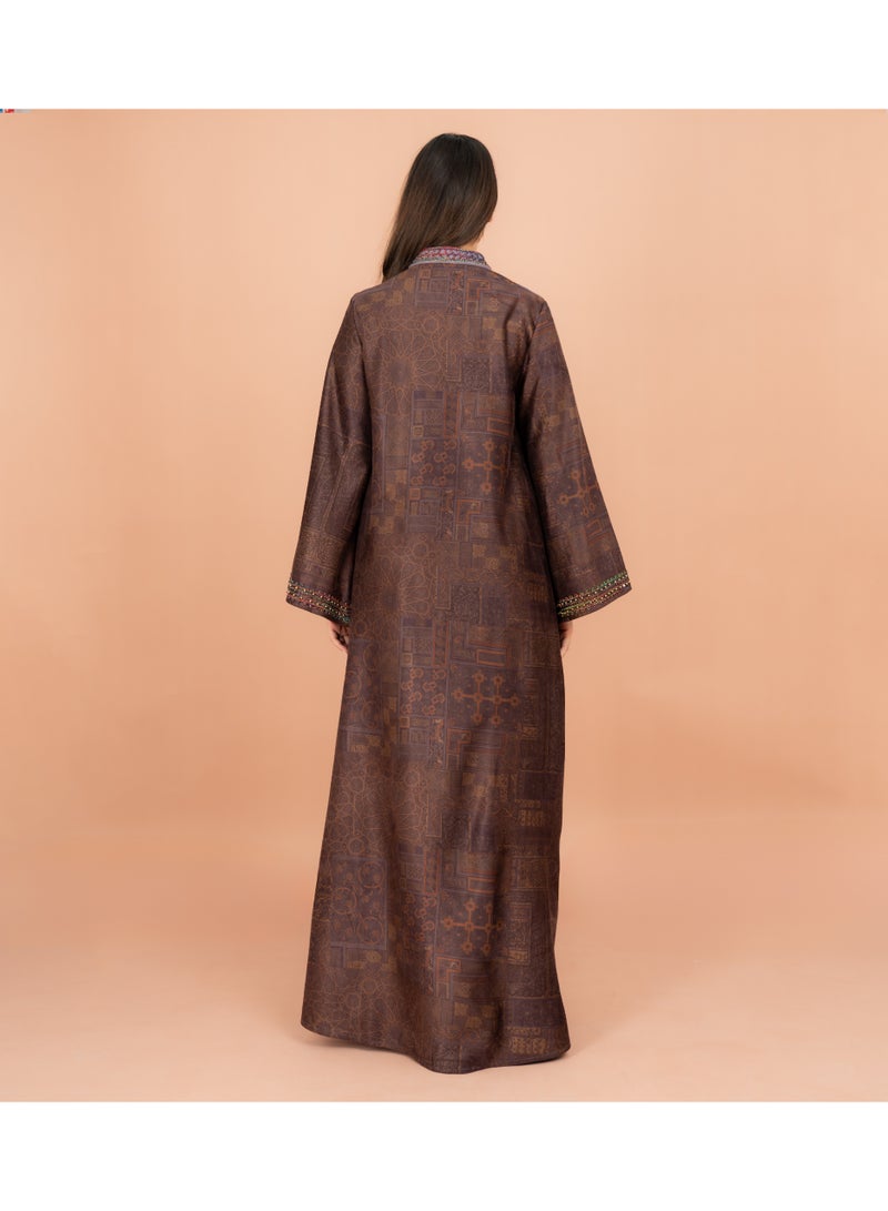 IKKXA Luxury Colorful Embroidery Wide Sleeves Solid Jalabiya - Image 4