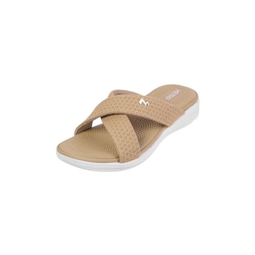 Metro Women Beige Cross Strap Comfort Sandal UK/7 EU/40 (41-249) - Image 1