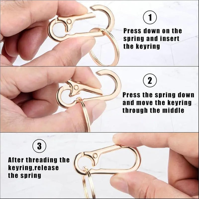 Black Metal Carabiner Key Ring Clip 50pcs Keychain Holder - Image 5