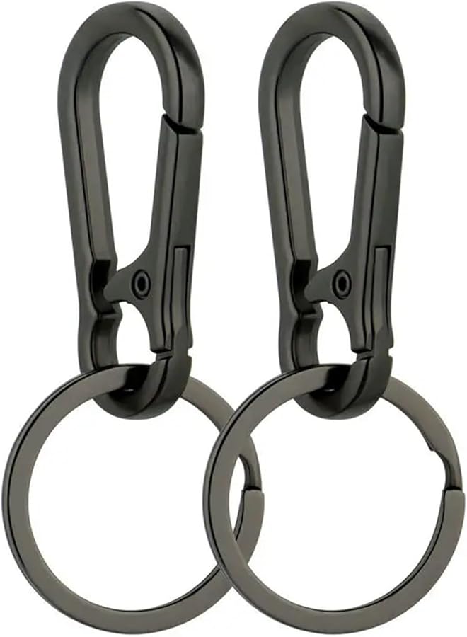 Black Metal Carabiner Key Ring Clip 50pcs Keychain Holder - Image 2