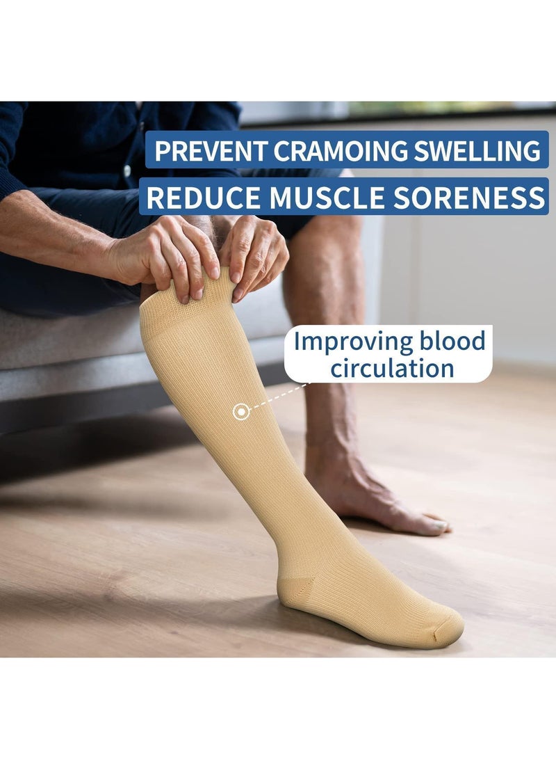 سوييت_سيڤن 4 أزواج من الجوارب الضاغطة بمقدار 20-30 مم زئبق، الأفضل لجوارب الأمومة الرياضية أثناء السفر والطيران - جوارب الجري واللياقة البدنية عالية الدورة الدموية للنساء والرجال (الجلد) - Image 4