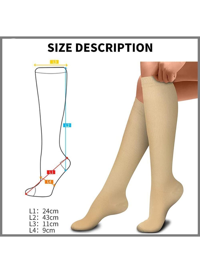 سوييت_سيڤن 4 أزواج من الجوارب الضاغطة بمقدار 20-30 مم زئبق، الأفضل لجوارب الأمومة الرياضية أثناء السفر والطيران - جوارب الجري واللياقة البدنية عالية الدورة الدموية للنساء والرجال (الجلد) - Image 3