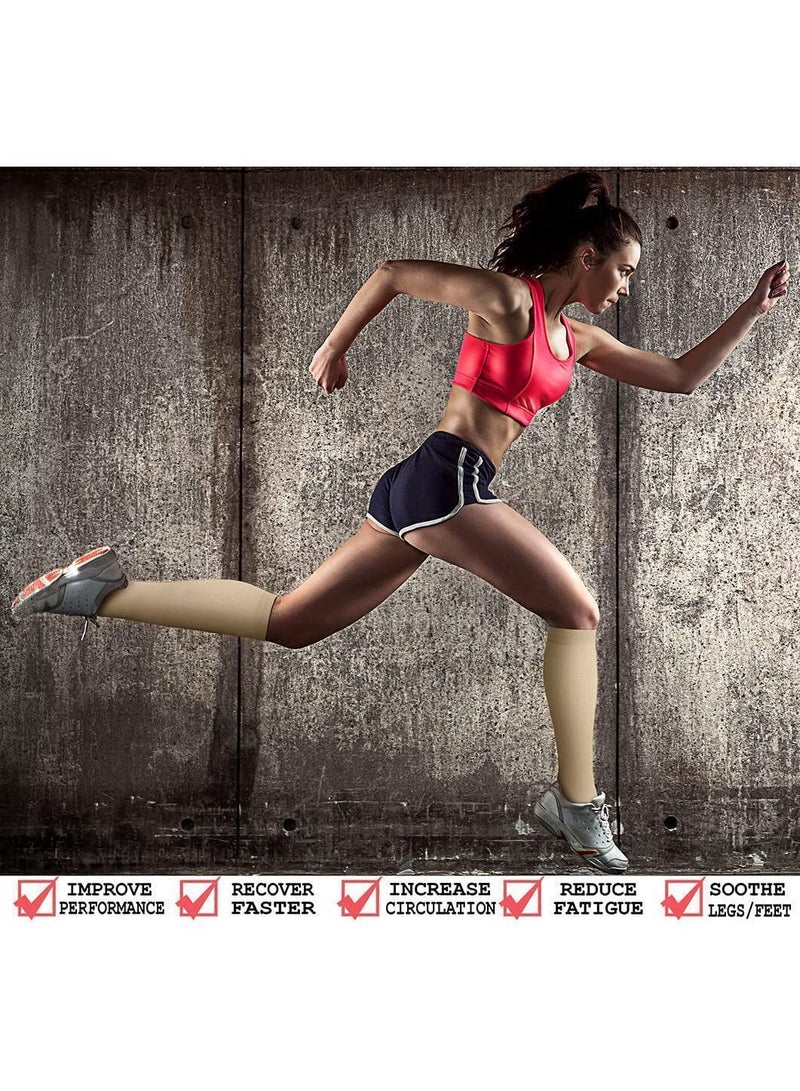 سوييت_سيڤن 4 أزواج من الجوارب الضاغطة بمقدار 20-30 مم زئبق، الأفضل لجوارب الأمومة الرياضية أثناء السفر والطيران - جوارب الجري واللياقة البدنية عالية الدورة الدموية للنساء والرجال (الجلد) - Image 5