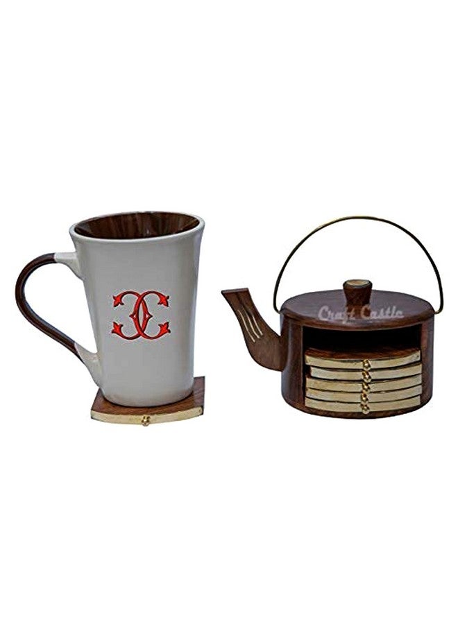 CRAFTCASTLE Wood Coasters Set, 7-Piece, Brown, CCHK04 - Image 3