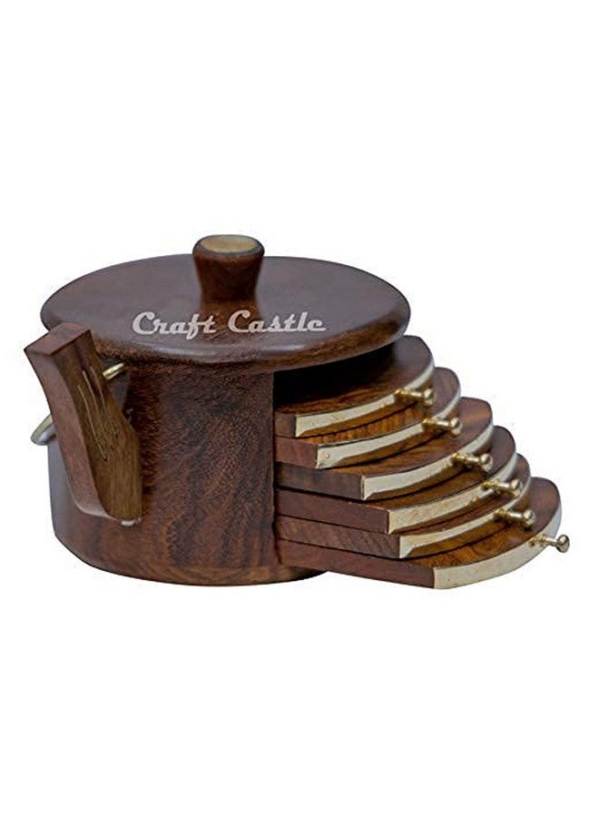 CRAFTCASTLE Wood Coasters Set, 7-Piece, Brown, CCHK04 - Image 1