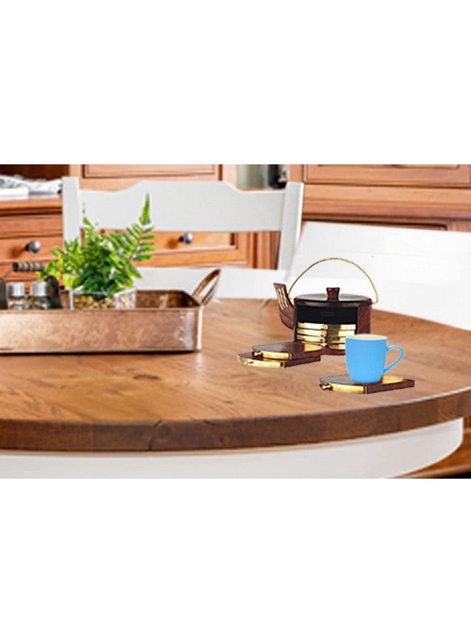 CRAFTCASTLE Wood Coasters Set, 7-Piece, Brown, CCHK04 - Image 4