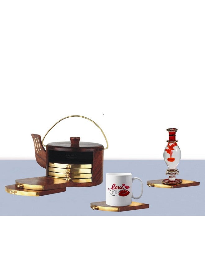 CRAFTCASTLE Wood Coasters Set, 7-Piece, Brown, CCHK04 - Image 2