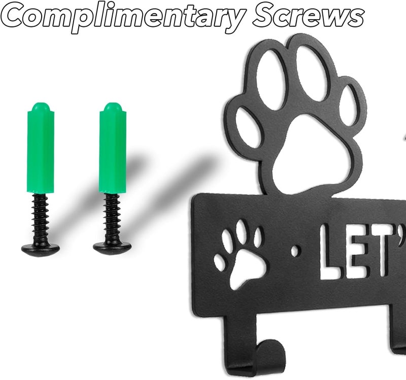 BienBion 5-Hooks Dog Leash Holder for Wall,Doorway Dog Hooks for Wall,Dog Outdoor Stuffs Storager Rack for Hanging Dog Vest Harness,Leash,Collar,Keys,Dog Iron Leash Hooks for Wall (A-Black) - Image 3