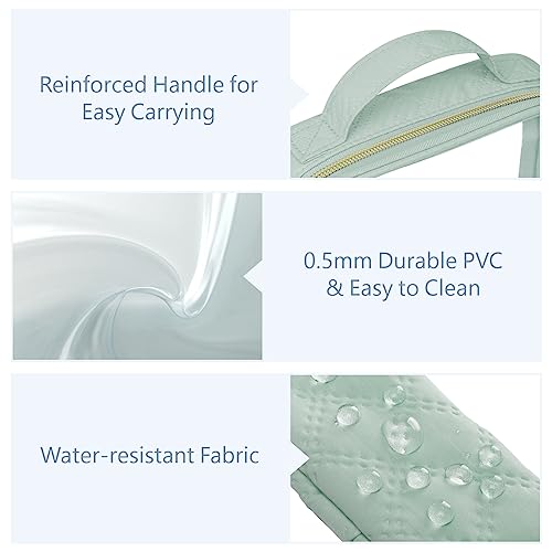 PACKISM TSA Approved Toiletry Bag, 2 Pack Clear Makeup Bags with Handle Large Opening, Clear Toiletry Bag Fit Carry-on Travel Essential, Travel Bags for Toiletries, Laurel Green - Image 4