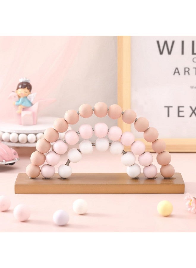 Arrowbash Cute Pink Rainbow Girls Room Decoration 8.66 x 5 Inch Boho Standability Pastel Kids Nursery Playroom Kids Bedroom Decor Bookshelf Wooden Rainbow Decor (Pink) - Image 1