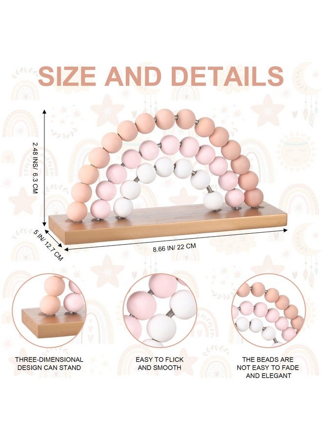Arrowbash Cute Pink Rainbow Girls Room Decoration 8.66 x 5 Inch Boho Standability Pastel Kids Nursery Playroom Kids Bedroom Decor Bookshelf Wooden Rainbow Decor (Pink) - Image 2