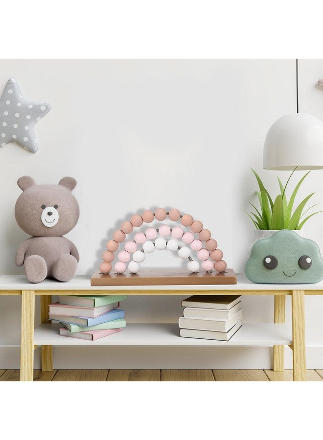 Arrowbash Cute Pink Rainbow Girls Room Decoration 8.66 x 5 Inch Boho Standability Pastel Kids Nursery Playroom Kids Bedroom Decor Bookshelf Wooden Rainbow Decor (Pink) - Image 5