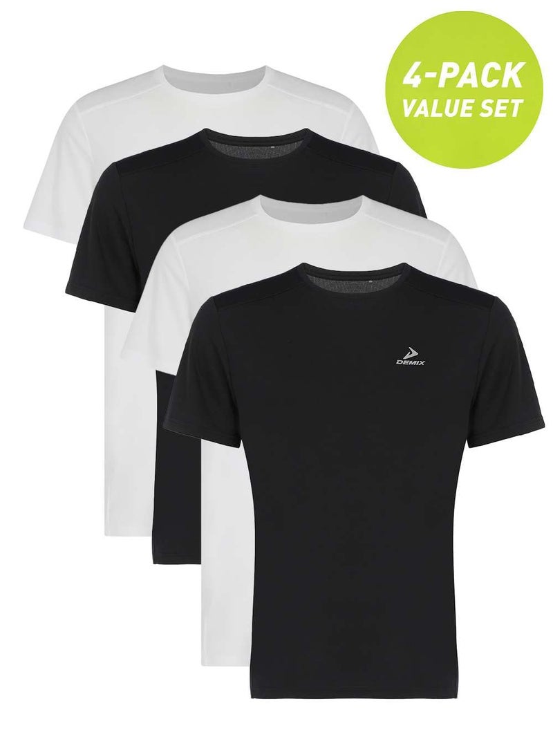 Demix Men’s Training T-Shirt – MOVI Wick Moisture-Wicking and Breathable Fabric for Comfort and Freedom of Movement (UAE/KSA, Alpha, S, Regular, Regular, Standard, Black 2 pcs & White 2 pcs) - Image 2