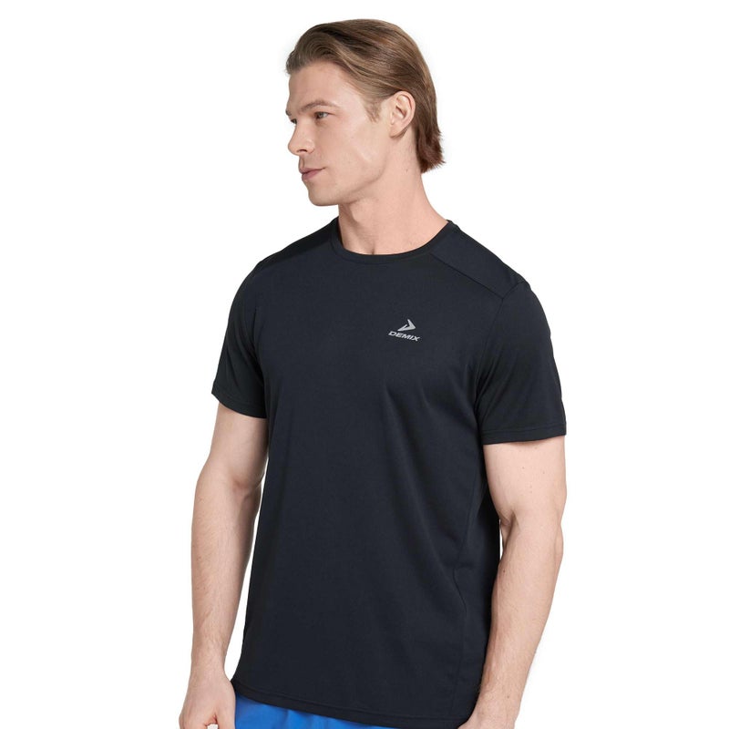 Demix Men’s Training T-Shirt – MOVI Wick Moisture-Wicking and Breathable Fabric for Comfort and Freedom of Movement (UAE/KSA, Alpha, S, Regular, Regular, Standard, Black 2 pcs & White 2 pcs) - Image 5