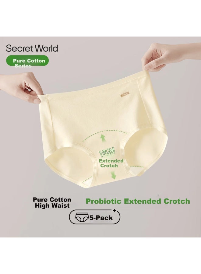Secretworld Women's High-waist 100% Cotton Antibacterial Extended Crotch Seamless Mid-waist Triangle Briefs - Image 1