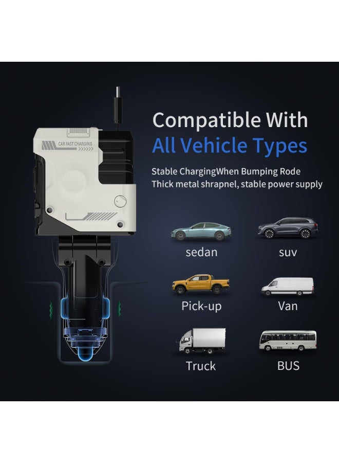 Arabest 4 in 1 Retractable Car Charger with 4 Shock Absorbers,Cigarette Lighter Adapter with Retractable Cables (31.5 in),Road Trip Essentials for Iphone12/13/14/15/16/17(White) - Image 5