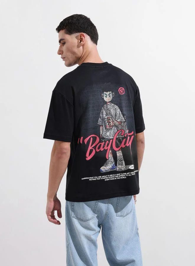 شركة المرآب الهندية Men Relaxed Fit Embroidered Crew Neck Half Sleeves T-Shirt