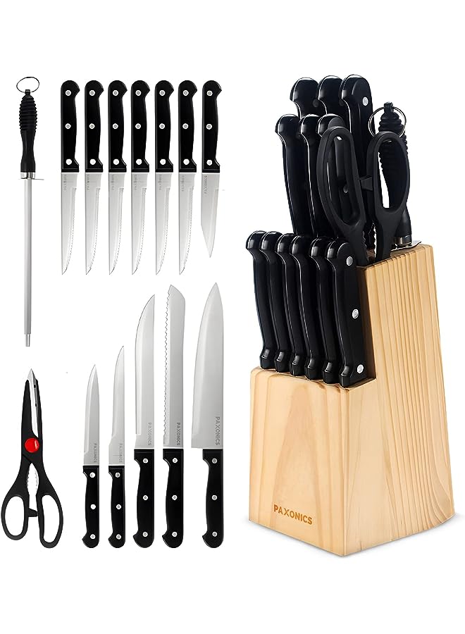 IAF 15-Piece Kitchen Knife set with Wooden Block, Ultra Sharp Stainless Steel Steak Knives Set and Scissor, Professional Knife Set for Kitchen and Chefs With Ergonomic Handle - Image 1