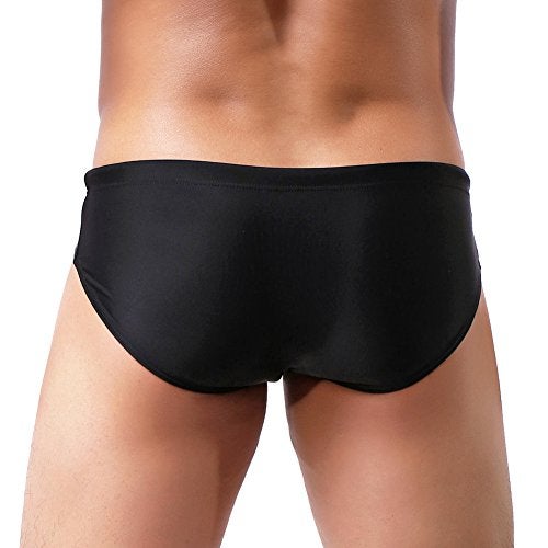Summer Code Mens Solid Swim Briefs Drawstring Bikini Sport Swimsuit Black - Image 5
