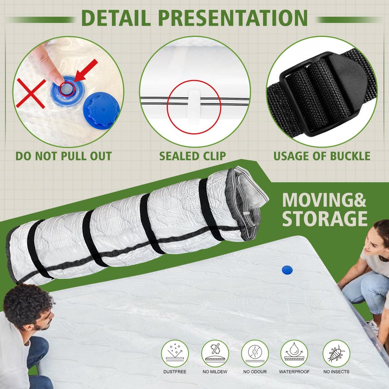 Asatdd King Size Mattress Vacuum Bag for Memory Foam Latex Mattress Upto 14 Inch, Moving Shipping and Storage - Image 3