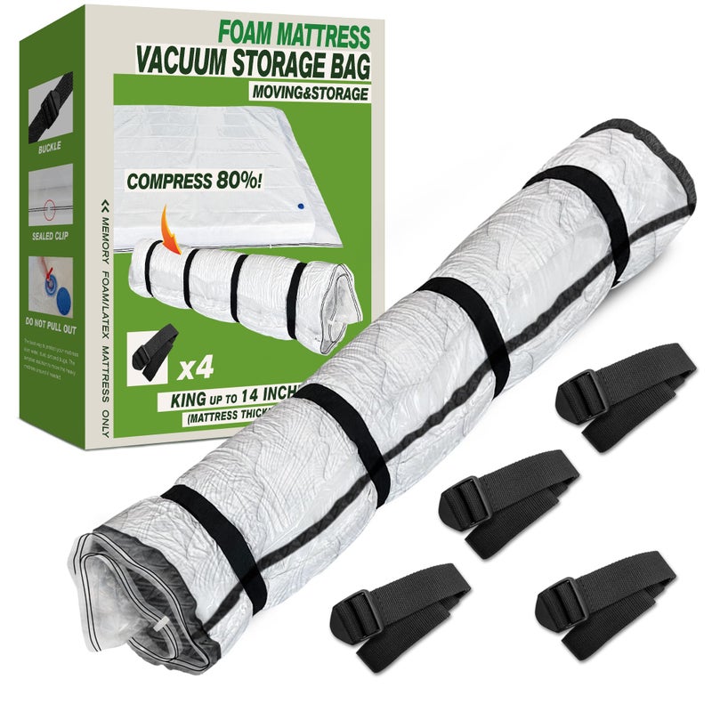 Asatdd King Size Mattress Vacuum Bag for Memory Foam Latex Mattress Upto 14 Inch, Moving Shipping and Storage - Image 1
