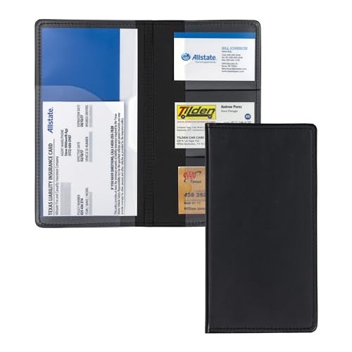 Samsill Car Registration and Insurance Holder, Essential Vehicle Glove Box Organizer, Vehicle Document Holder, Faux Leather, Sleek Black Design, Lottery Ticket Holder - Image 1