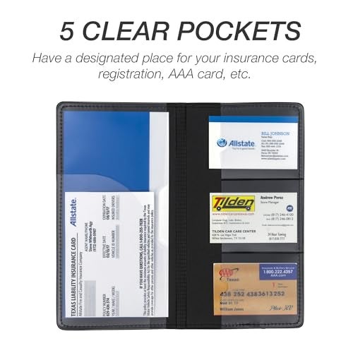 Samsill Car Registration and Insurance Holder, Essential Vehicle Glove Box Organizer, Vehicle Document Holder, Faux Leather, Sleek Black Design, Lottery Ticket Holder - Image 2