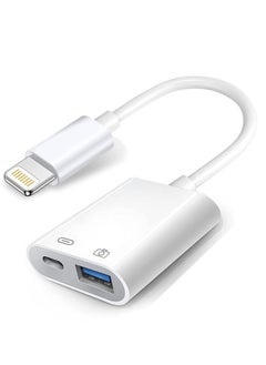 Apple Lightning to USB Camera Adapter with Charging Port, USB 3.0 OTG Cable for iPhone/iPad to Connect Card Reader, USB Flash Drive, U Disk, Keyboard, Mouse, Hubs, MIDI