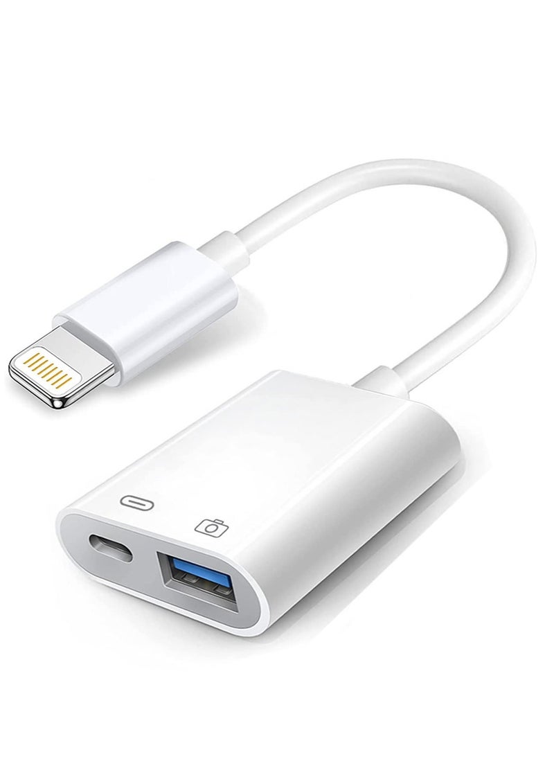 Generic - Apple Lightning to USB Camera Adapter with Charging Port, USB 3.0 OTG Cable for iPhone/iPad to Connect Card Reader, USB Flash Drive, U Disk, Keyboard, Mouse, Hubs, MIDI - Image 1