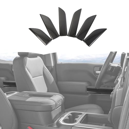 RT-TCZ RTTCZ Carbon Fiber Inner Door Handle Panel Cover Trim Interior Accessories Compatible with Chevy SilveradoGMC Sierra 201920226PCS - Image 1