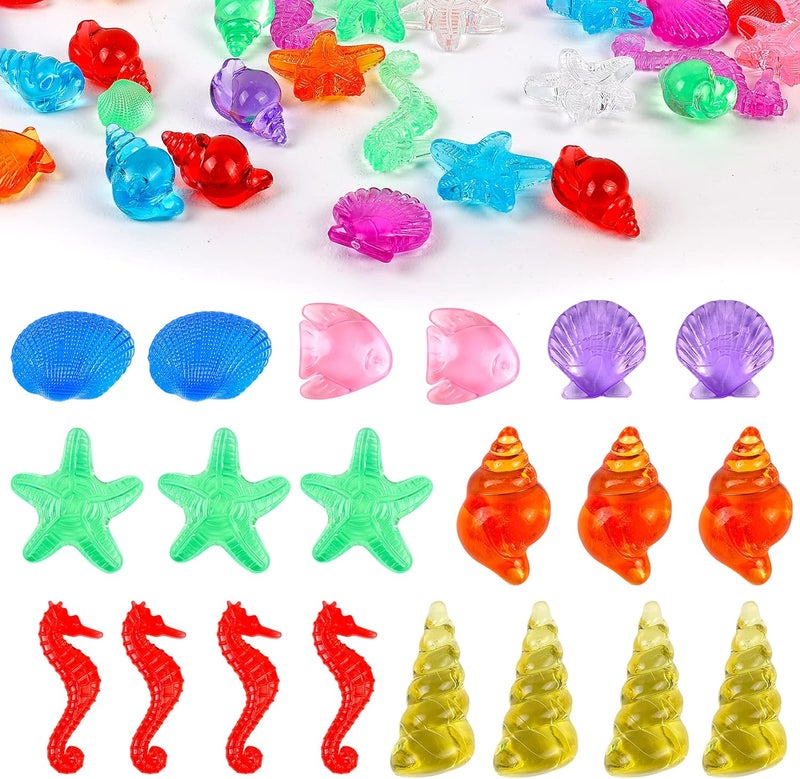 HAPTIME 80 Pcs Seashells, Sensory Bin Filler, Diving Gem Pool Toys for Kids, Plastic Sea Shells for Crafting, Little Mermaid Table Decorations, Vase Filler - Image 3
