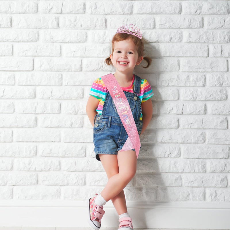 Canitor 3rd Birthday Girl Headband Birthday Crown Tiara and Sash for 3 Year Old Girl Gifts Birthday Decorations Threenager Hat Princess Happy Party Decorations - Image 4