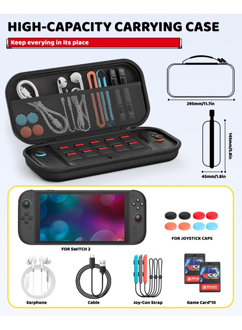 Switch Slim Case for Nintendo Switch 2 (2025)/Nintendo Switch/OLED, Hard Shell Carry Case with Soft Lining, 10 Card Slots, Durable Ballistic Nylon, Soft Silicone Handle, - Image 2