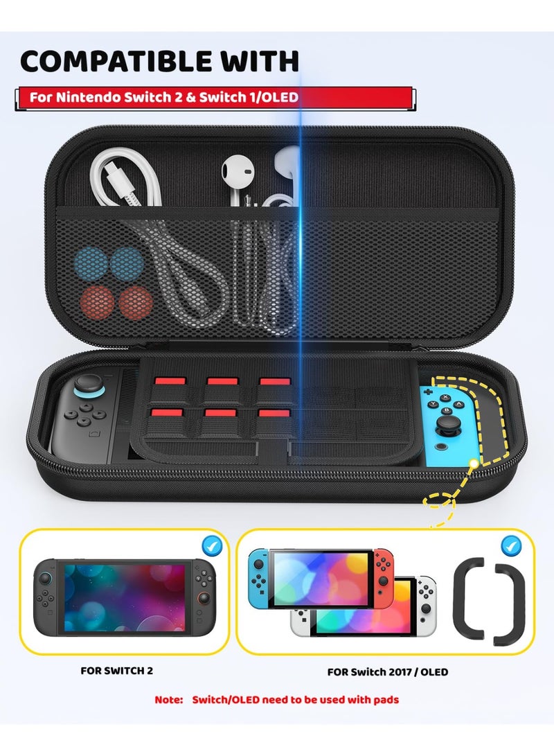 Switch Slim Case for Nintendo Switch 2 (2025)/Nintendo Switch/OLED, Hard Shell Carry Case with Soft Lining, 10 Card Slots, Durable Ballistic Nylon, Soft Silicone Handle, - Image 4