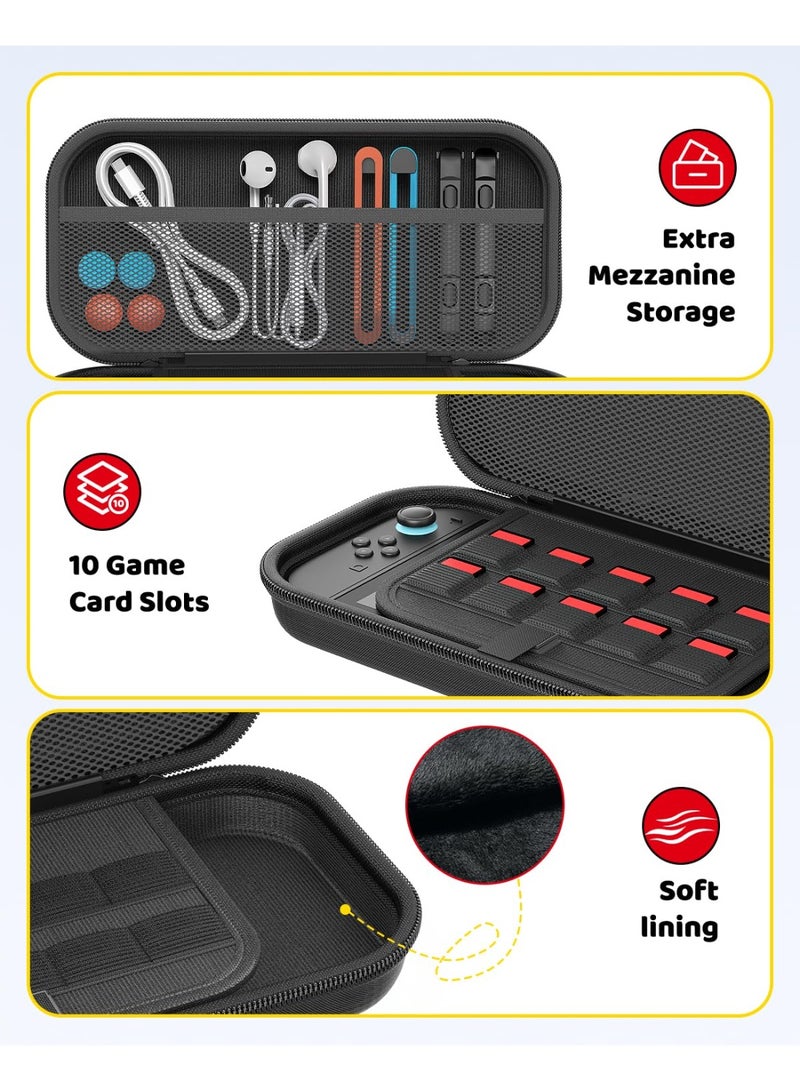 Switch Slim Case for Nintendo Switch 2 (2025)/Nintendo Switch/OLED, Hard Shell Carry Case with Soft Lining, 10 Card Slots, Durable Ballistic Nylon, Soft Silicone Handle, - Image 3