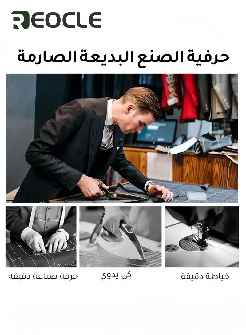 REOCLE Men's 3D Tailoring Long Sleeve Shirt Fashion Korean Style Sweatshirt Casual Round Neck Top Black - Image 4