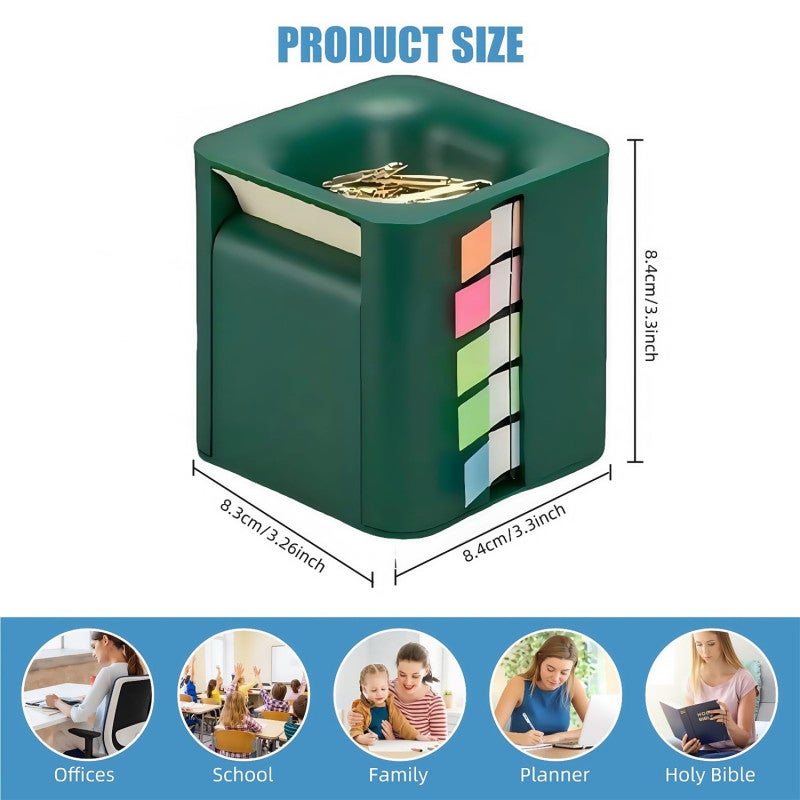 5-In-1 Adhesive Dispenser: Green ABS Construction, 3.25 X 3.35 X 3.35 Inches, Fine-Toothed Easy-Tear Edges - Magnetic Paper Clip Holder, Refillable Design, Multi-Functional Sticker Dispenser for Home - Image 2