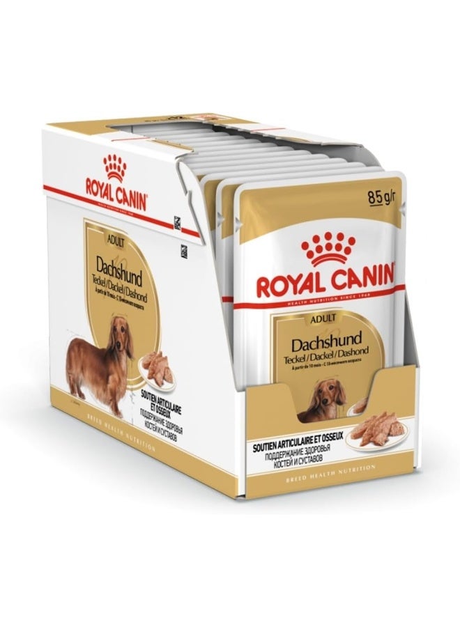 Royal Canin BHN Dachshund Adult Wet Food Pouches Box of 12x85g Breed Health Nutrition Dog Food - Image 1
