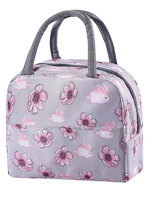 CABINCLUB CABINCLUB Insulated Waterproof Lunch Bag Women Girls Reusable Cute Tote Lunch Box for Adult Kids Leakproof Cooler Lunch Bags for Work Office Travel School Picnic Pink Flower  - Image 1